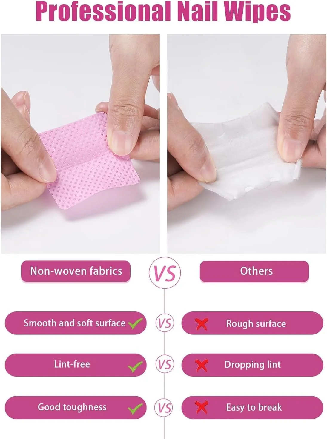 پدهای تمیز کننده ناخن غیر بافته تزویق، 1200 عدد پد بدون پرز برای اکستنشن مژه و استفاده در سالن، لوازم حرفه ای ناخن، پدهای پاک کننده چسب برای مانیکور (صورتی) پدهای تمیز کننده ناخن غیر بافته تزویق، 1200 عدد پد بدون پرز برای اکستنشن مژه و استفاده در سالن، لوازم حرفه ای ناخن، پدهای پاک کننده چسب برای مانیکور (صورتی)