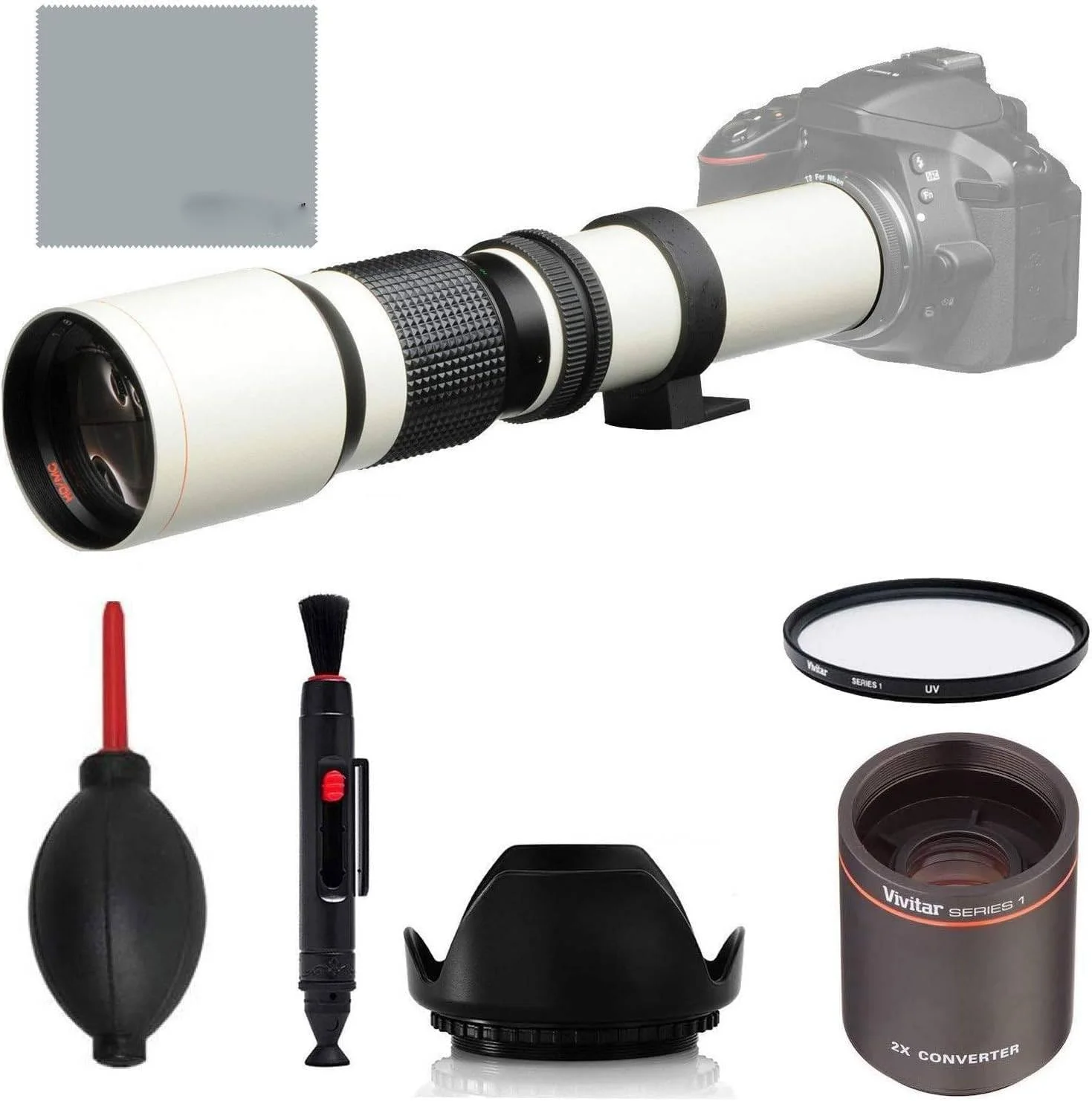 لنز تله فوتو دستی 500mm/1000mm f/8 با توان بالا، رنگ سفید، برای دوربین های کانن EOS M5 M6 M6MKII M50 M60 M100 M200 M6