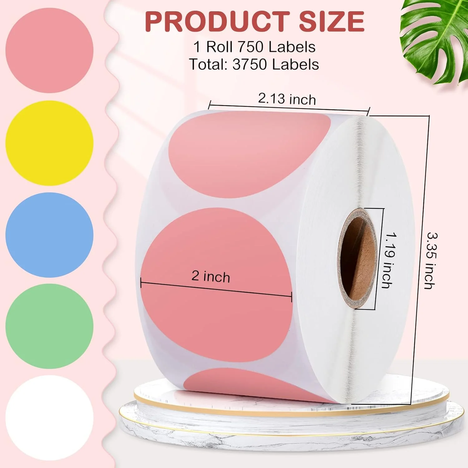 برچسب حرارتی دایره ای رنگی اپاک، 3750 عدد، 50 میلی متر، کاغذ چسب دار چند منظوره برای کسب و کارهای کوچک، برچسب اسم و بارکد، 5 رول