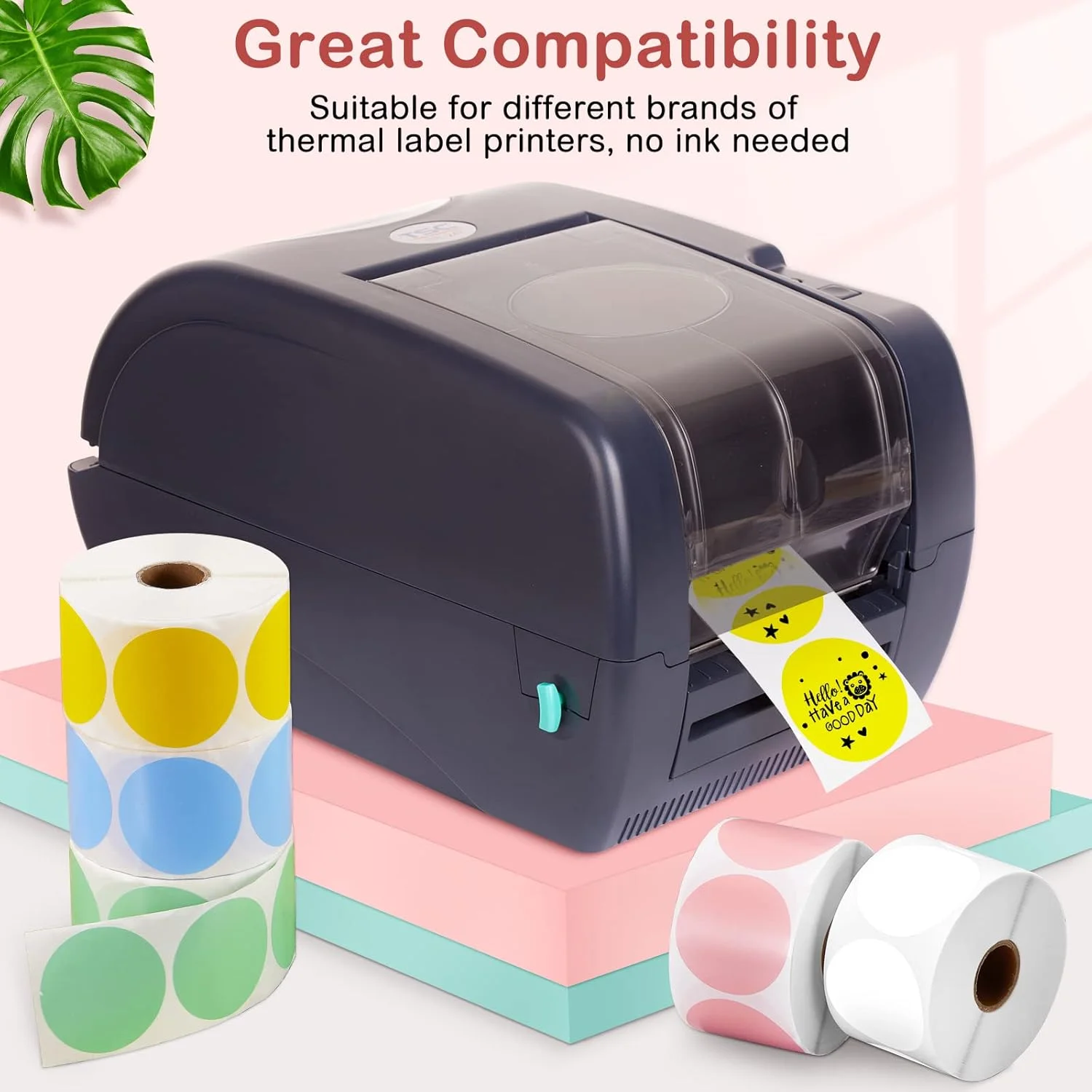 برچسب حرارتی دایره ای رنگی اپاک، 3750 عدد، 50 میلی متر، کاغذ چسب دار چند منظوره برای کسب و کارهای کوچک، برچسب اسم و بارکد، 5 رول