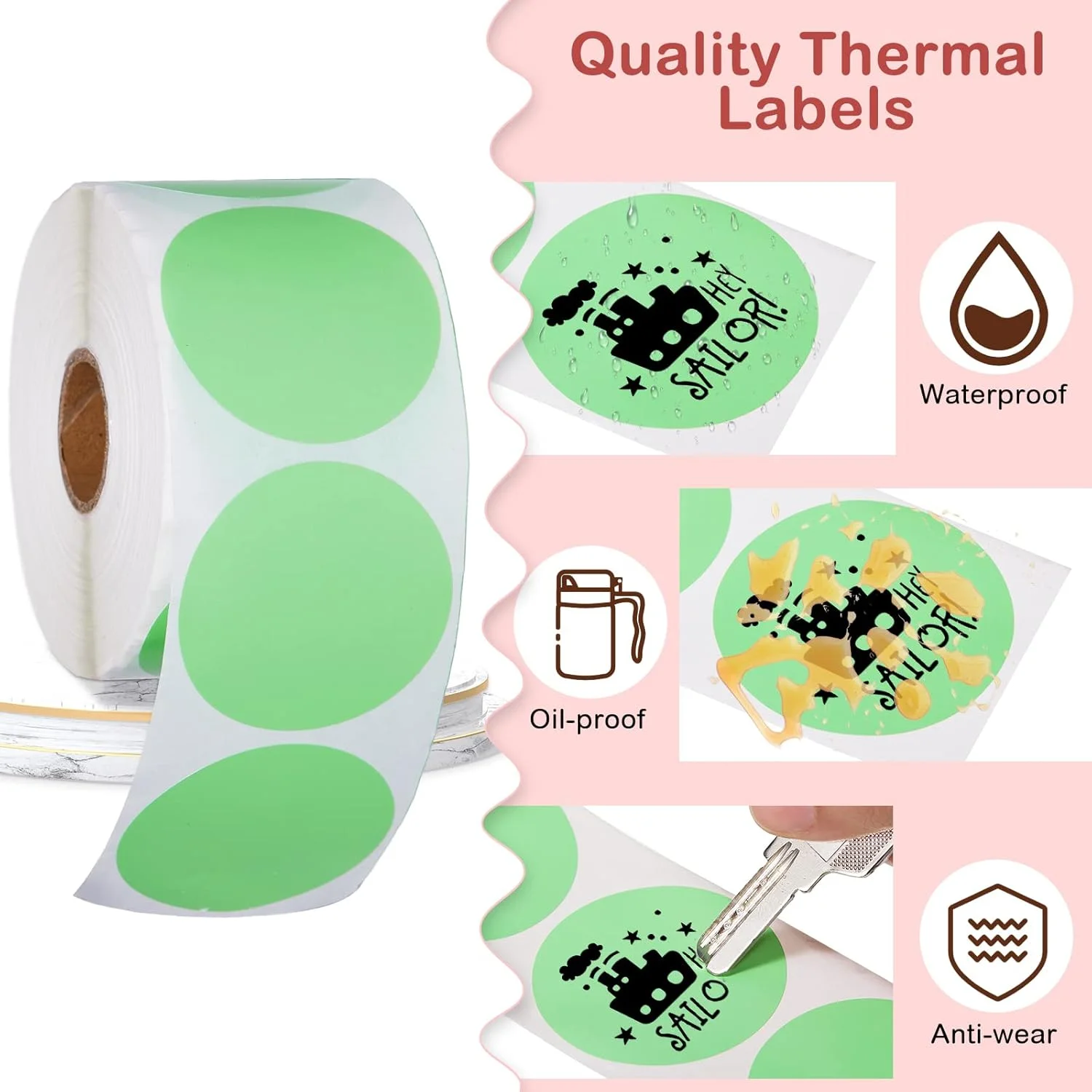 برچسب حرارتی دایره ای رنگی اپاک، 3750 عدد، 50 میلی متر، کاغذ چسب دار چند منظوره برای کسب و کارهای کوچک، برچسب اسم و بارکد، 5 رول