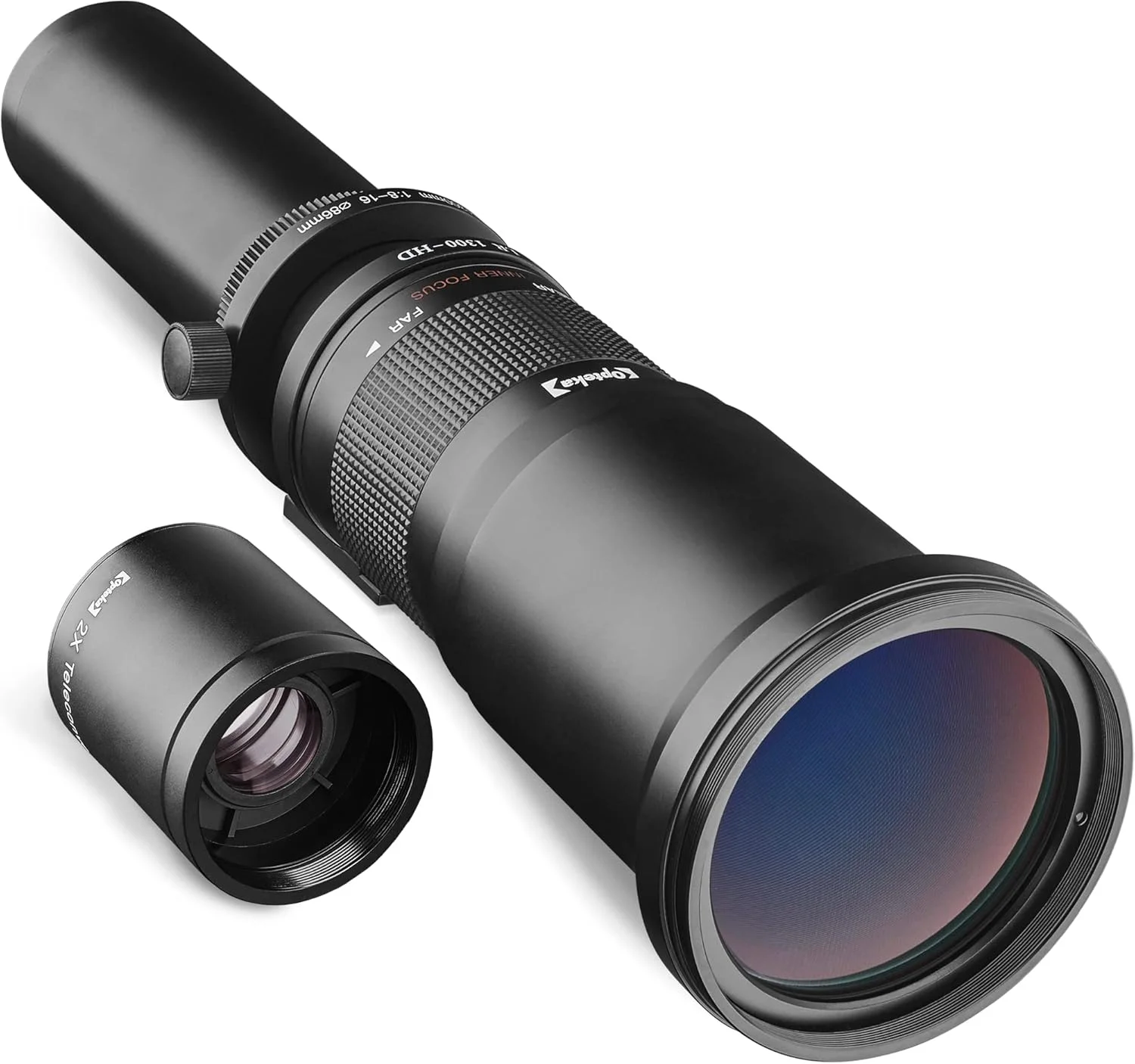 لنز زوم تله فوتو Opteka 650-1300mm (با 2X - 1300-2600mm) برای دوربین های Canon EOS 7D, 6D, 5D, 5Ds, 1Ds, 80D, 77D, 70D, 60D, 60Da, 40D, T7s, T7i, T6s, T6i, T6, T5i, T5, T4i, T3i, SL2, SL1 Digital SLR