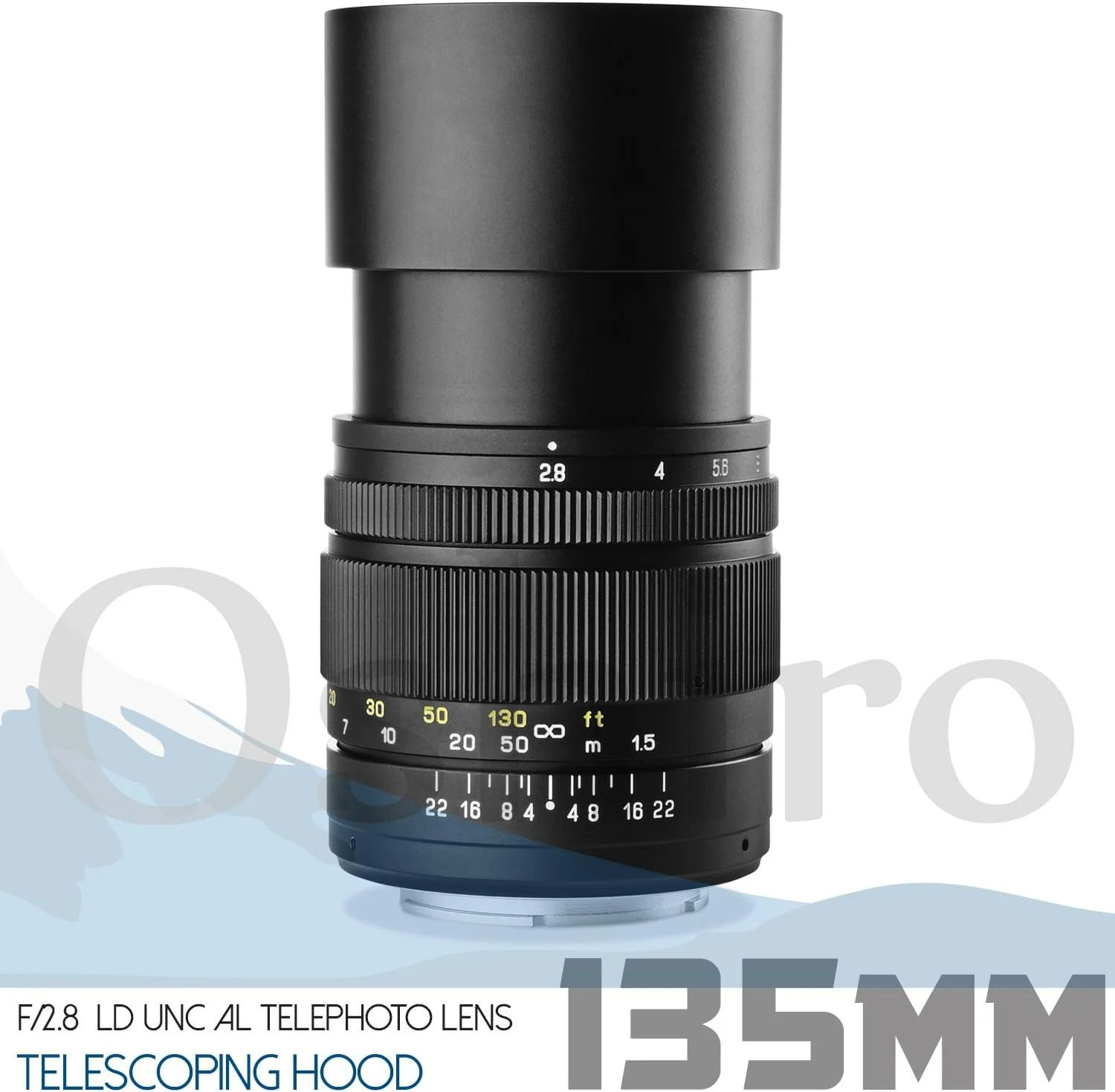 لنز تله‌فوتو پرایم فول فریم Oshiro 135mm f/2.8 LD UNC AL برای دوربین‌های Canon EF EOS 80D, 77D, 70D, 60D, 60Da, 50D, 7D, 6D, 5D, 5DS, 1DS, T7i, T7s, T7, T6s, T6i, T6, T5i, T5, SL2 و SL1 دیجیتال SLR