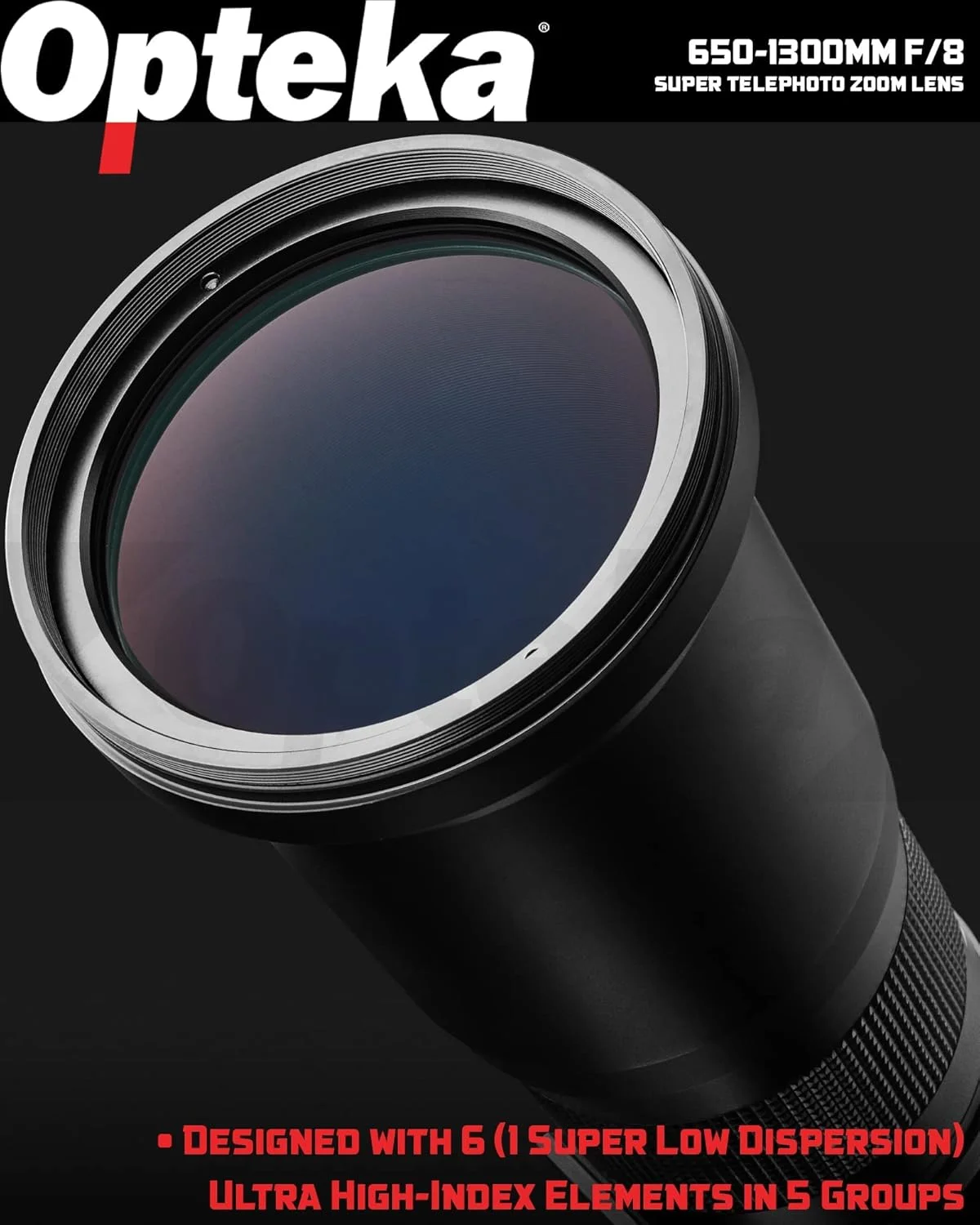 لنز زوم تله فوتو Opteka 650-1300mm (با 2X - 1300-2600mm) برای دوربین های Canon EOS 7D, 6D, 5D, 5Ds, 1Ds, 80D, 77D, 70D, 60D, 60Da, 40D, T7s, T7i, T6s, T6i, T6, T5i, T5, T4i, T3i, SL2, SL1 Digital SLR