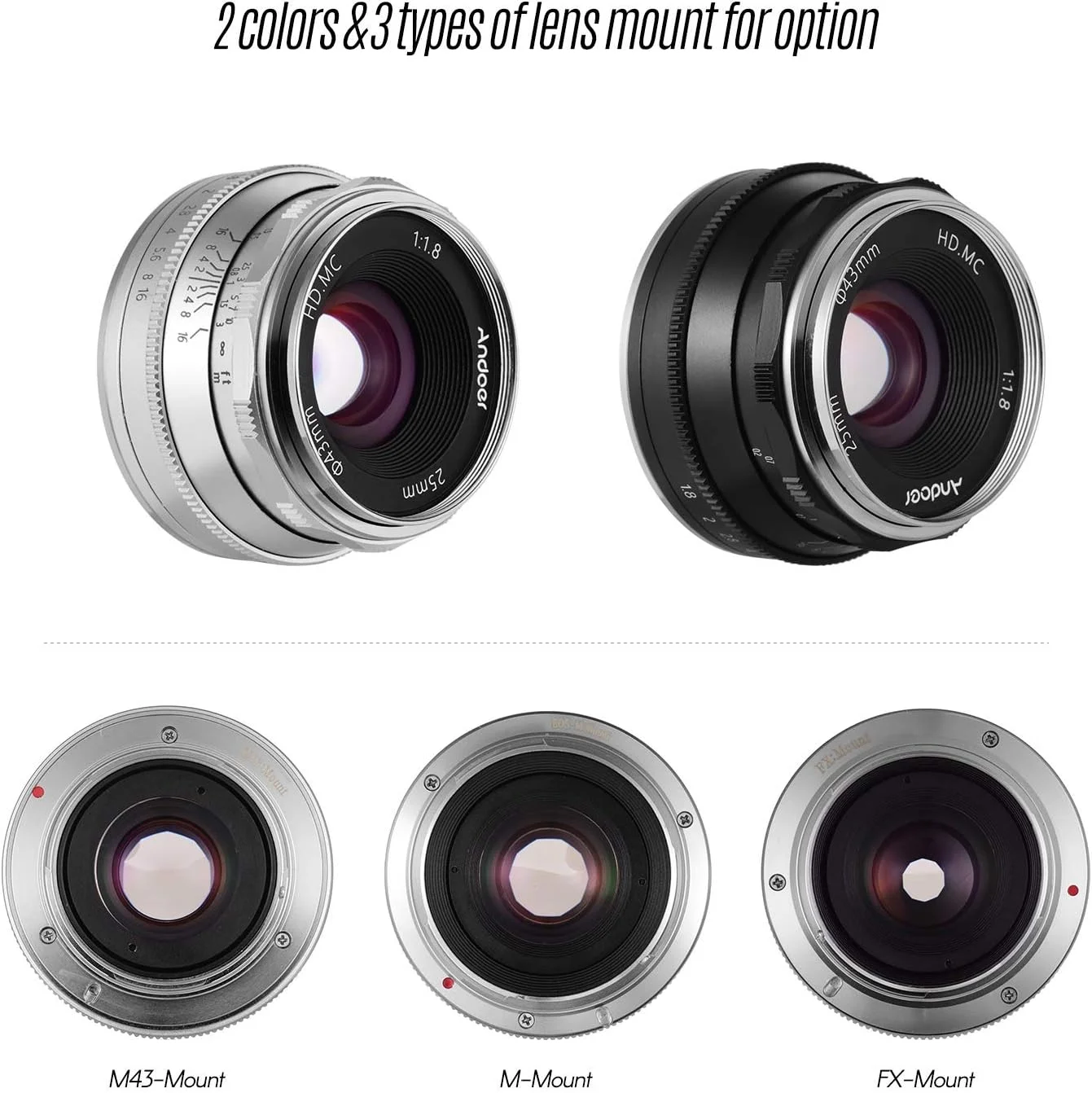 لنز 25 میلی‌متری با دیافراگم بزرگ F1.8 با فوکوس دستی سازگار با Canon M1/ M2/ M3/ M5/ M6/ M10/ M100/ M50 EOS M-Mount