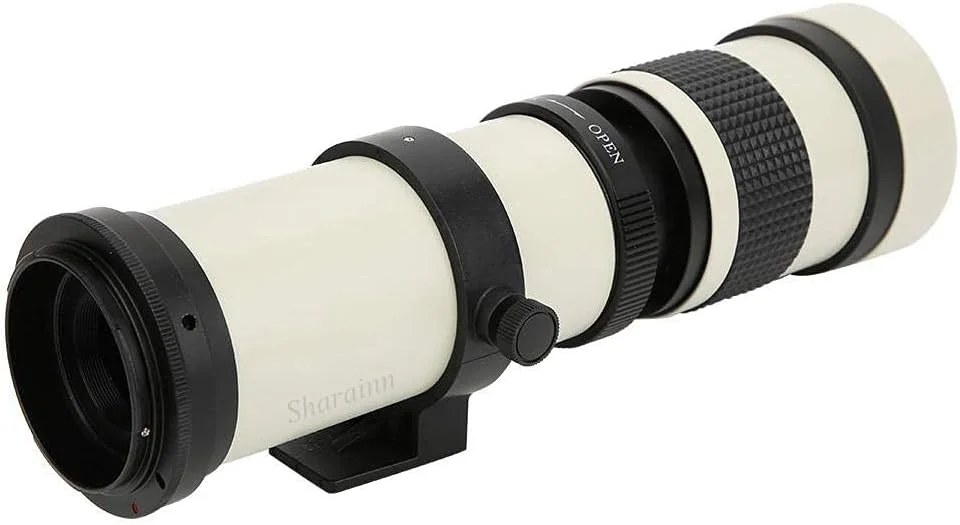 تلسکوپ سفید با لنز سوپر تله فوتو 420-800MM F/8.3-16 با فوکوس دستی برای دوربین های با مانت Canon EF، لنز تله فوتو زوم