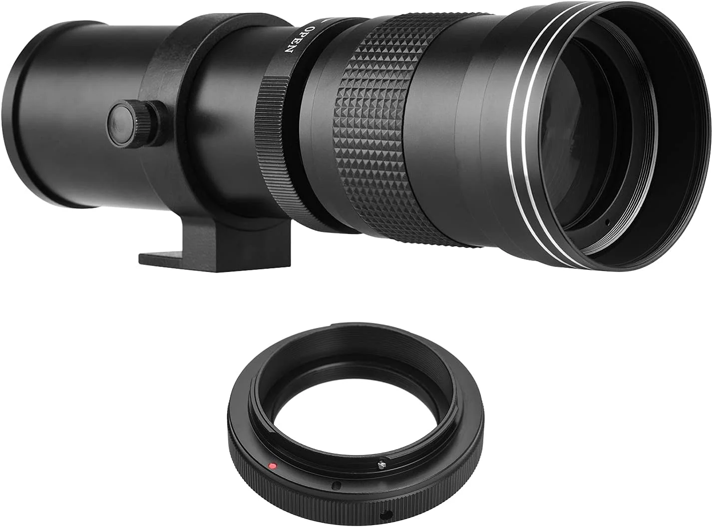 لنز تله فوتو سوپر MF دوربین F/8.3-16 420-800mm با مانت T به همراه حلقه آداپتور، رزوه 1/4 اینچی جهانی، جایگزین برای دوربین های کانن با مانت EF مدل های EOS 80D 77D 70D 60D 60Da 50D 7D 6D 5D T7i T7s T6s T6i T6