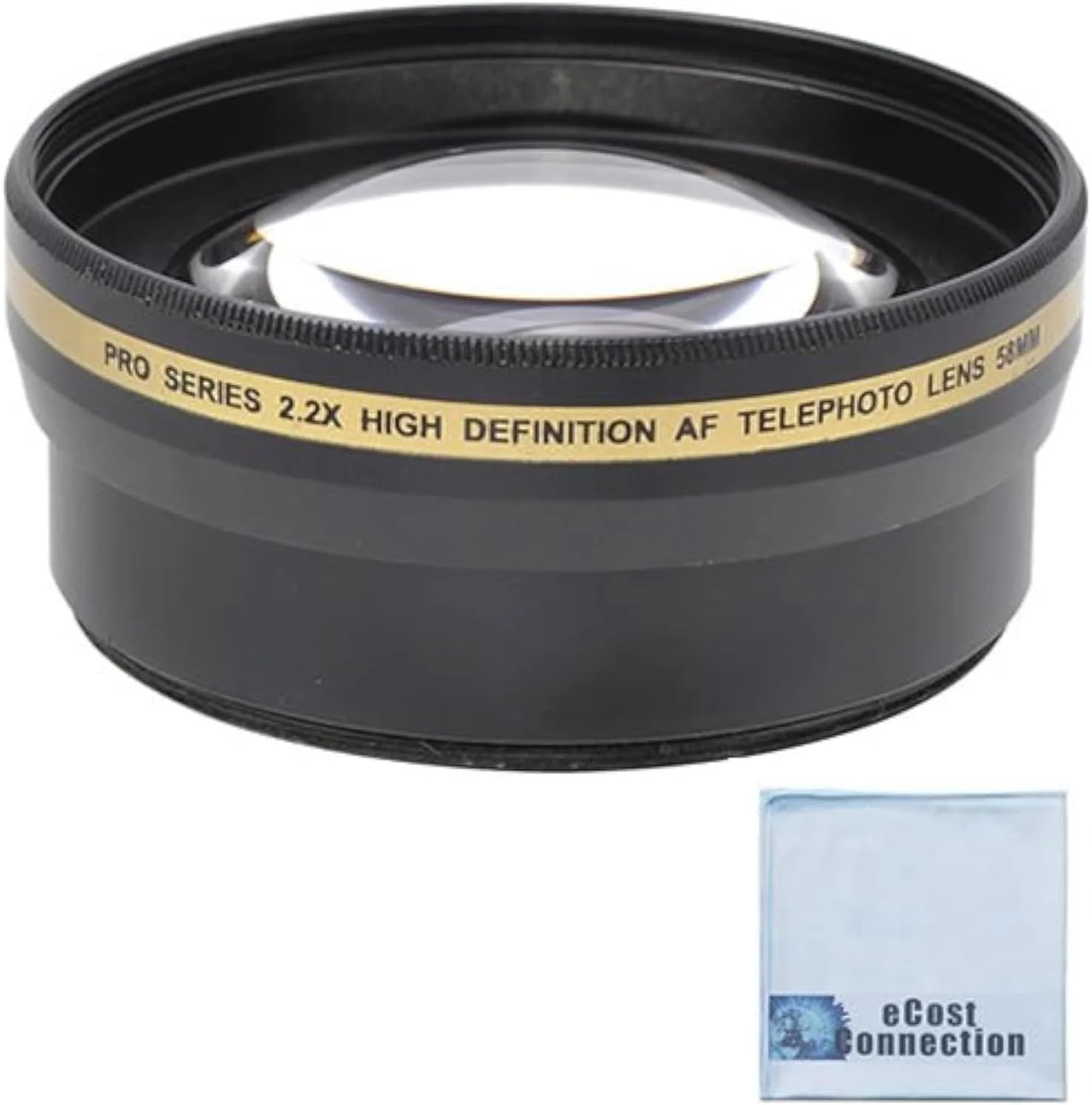 لنز تله فوتو 58 میلی متری 2.2X با وضوح بالا سری eCost Pro به همراه دستمال میکروفیبر برای Canon EF-S 18-55mm 3.5-5.6 is II, EF-S 18-55mm 3.5-5.6 is STM, EF 75-300mm 4-5.6 III USM و سایر مدل ها