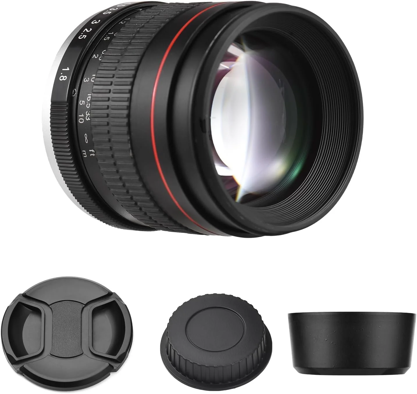 لنز دوربین 85 میلی‌متری با فوکوس ثابت، دیافراگم بزرگ F1.8 و فوکوس دستی با مانت EF، دارای 7 گروه و 10 عدسی، سازگار با Canon EOS Rebel T8i T7i T6 T3i T2i 4000D 2000D 1300D 850D 800D 600D 550D و غیره.