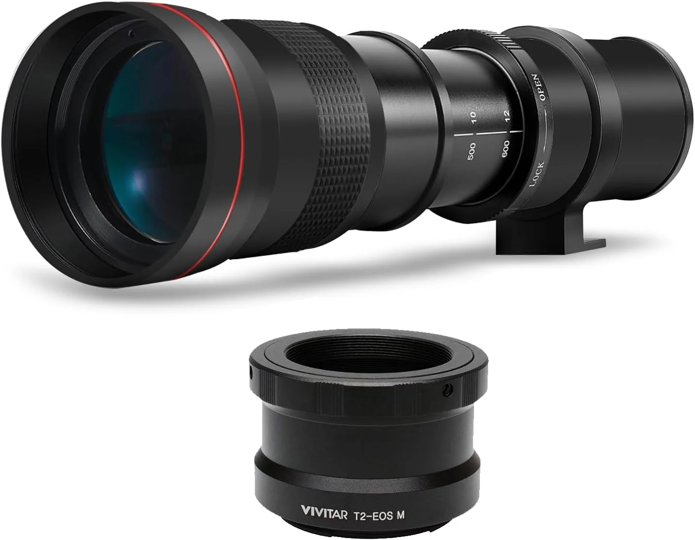 لنز زوم تله فوتو دستی BM Premium با توان بالا 420-800mm f/8.3 برای دوربین های دیجیتال کانن EOS Rebel EOS-M, EOS M2, EOS M5, EOS M6, EOS M6 Mark II, EOS M10, EOS M50, EOS M50 II, EOS M100, EOS M200