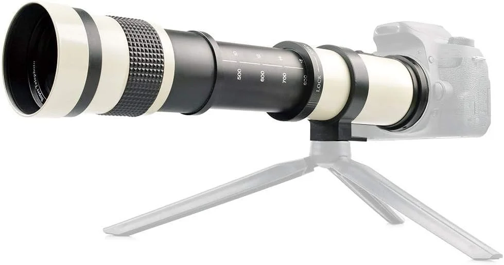 لنز تله فوتو BigKing، لنزهای زوم با فوکوس دستی، سفید 420-800 میلی‌متر دیافراگم F/8.3-16، لنز تله فوتو زوم تلسکوپی با فوکوس دستی برای دوربین‌های Canon EF Mount