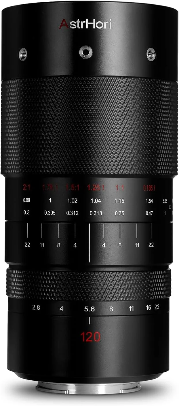 لنز ماکرو 120mm F2.8 AstrHori، لنز تله فوتو متوسط دستی با دیافراگم بزرگ 2X، سازگار با دوربین های DSLR با مانت Canon EF فول فریم