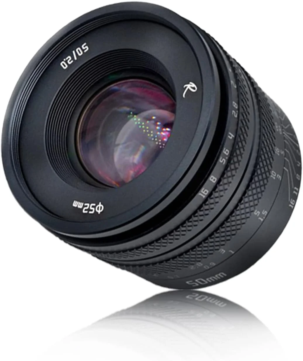 لنز 50 میلی‌متری F2.0 آسترهوری با دیافراگم بزرگ، لنز فول فریم دستی سازگار با دوربین‌های بدون آینه Canon EF-M-Mount مدل‌های M, M2, M3, M5, M6, M10, M100, M50, M50II و غیره (مشکی)
