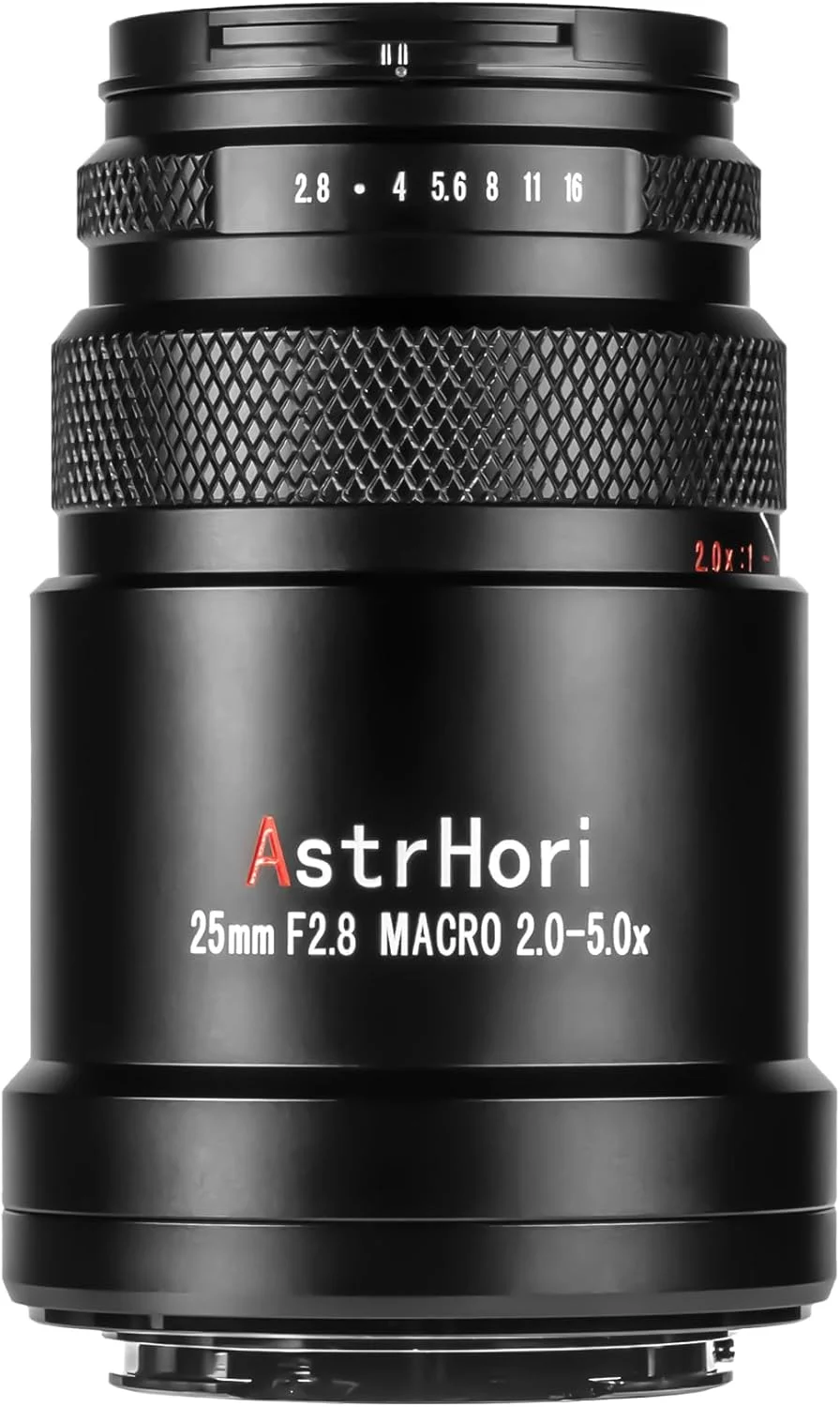 لنز ماکرو فوق العاده AstrHori 25mm F2.8 2-5X، سازگار با دوربین های بدون آینه فول فریم Canon EOS-RF مدل EOS R RP R5 R6 R7