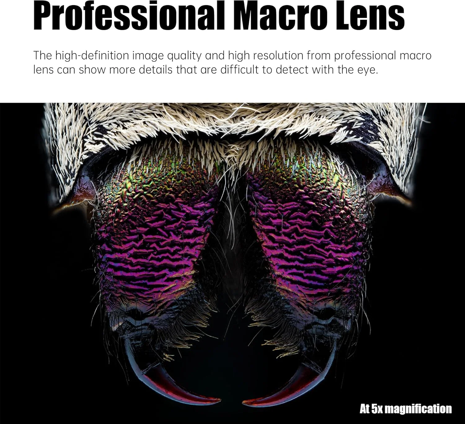 لنز ماکرو 25mm F2.8 با بزرگنمایی 2X-5X فول فریم با فوکوس دستی سازگار با دوربین های بدون آینه Canon با مانت RF مدل های EOSR, RP, R5, R5C, R6, R7, R10 و غیره