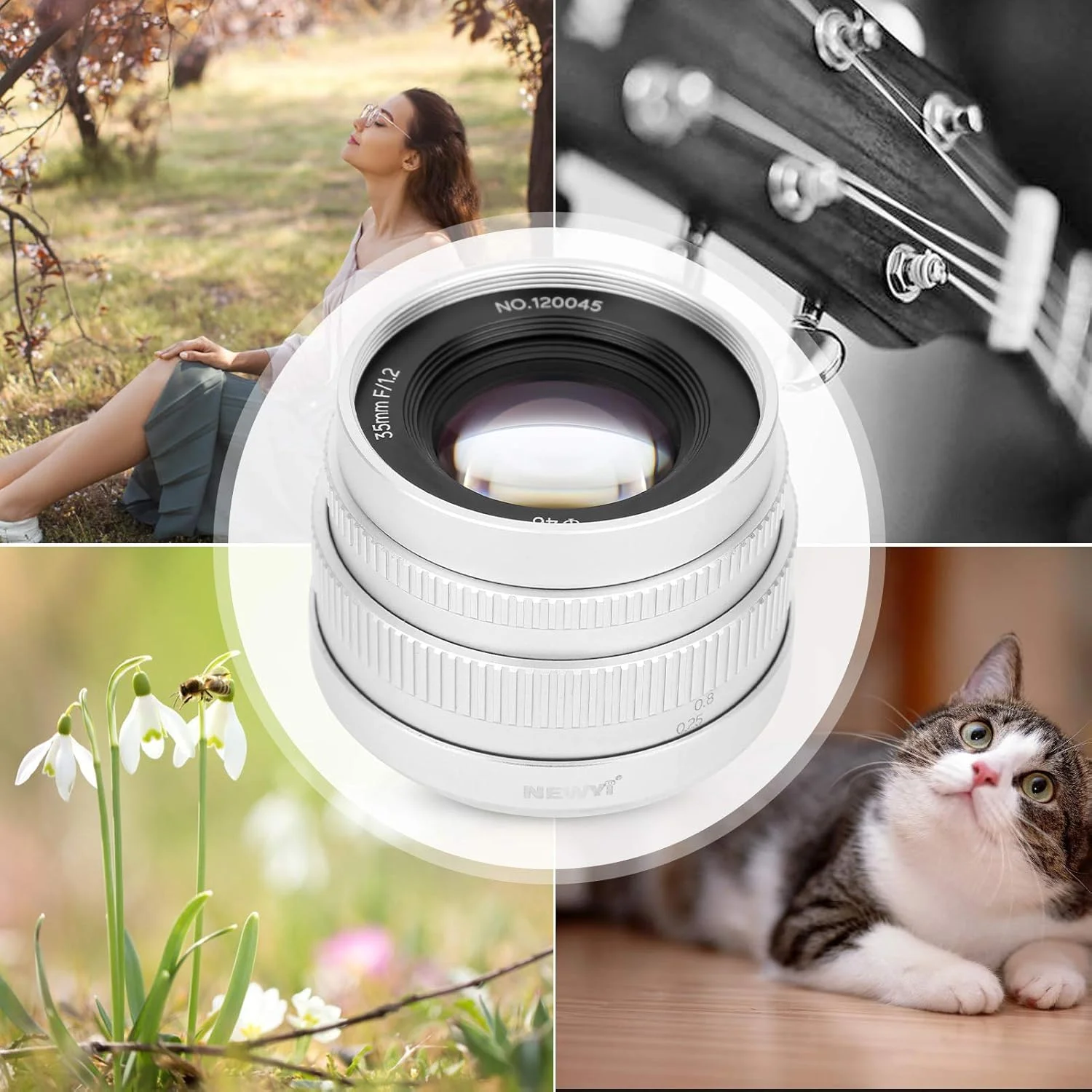 لنز با دیافراگم باز برای جلوه زیباتر، لنز دستی پرتره برای دوربین کانن (نقره ای)