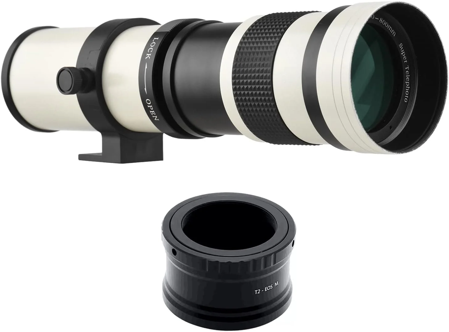 لنز زوم سوپر تله فوتو دوربین عکاسی اندور MF با دهانه T2، 420-800 میلی‌متر، به همراه حلقه آداپتور M-mount و رزوه 1/4 اینچی جایگزین برای دوربین‌های کانن M M2 M3 M5 M6 Mark II M10 M50 M100 M200