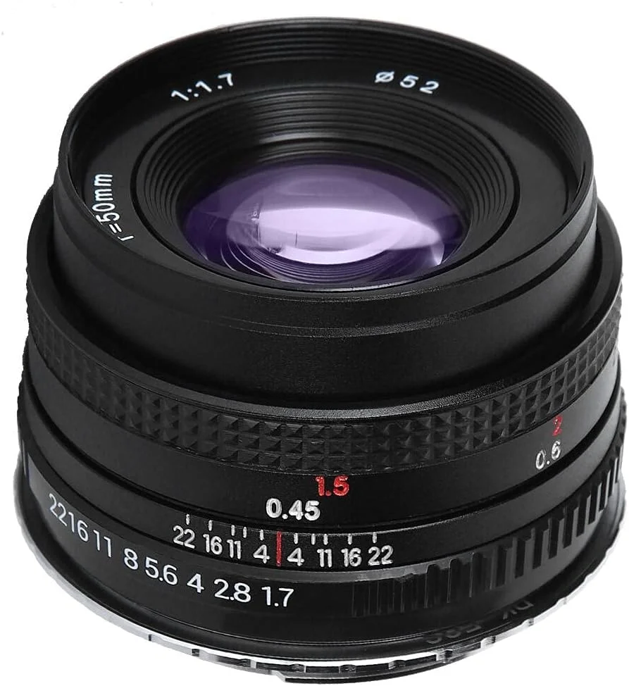 لنز 50mm F1.7 با دیافراگم باز، استاندارد، فول فریم، پرتره، فوکوس دستی برای دوربین های کانن EOS PK M42 SLR (PK)
