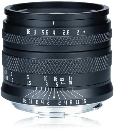 AECAM - CAMAECAM - لنز 50mm F2.0 فول فریم دستی AstrHori با دیافراگم باز سازگار با LEICA L، پاناسونیک، کانن، NIKON Z، اندروید E (مشکی M4/3)
