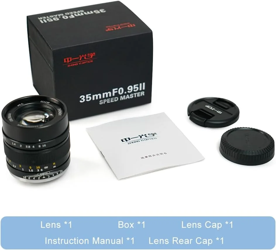 لنز دستی فوکوس پرتره با دیافراگم بزرگ Zhongyi Optical 35mm F0.95 II -C، مناسب برای دوربین‌های بدون آینه -C، کانن EOS M، فوجی X و مانت M43 (مشکی)