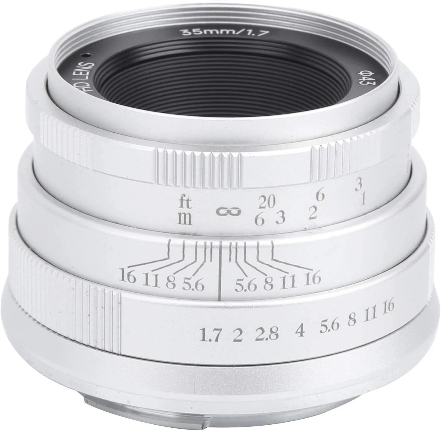 لنز دوربین پرتره 35 میلی‌متری با دیافراگم بزرگ F1.7 - لنز دستی با فوکوس ثابت - برای عکاسی - برای کانن M3/M5/M6/M6 II (نقره‌ای)