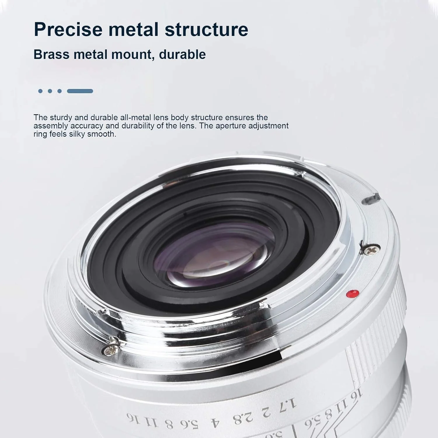 لنز دوربین پرتره 35 میلی‌متری با دیافراگم بزرگ F1.7 - لنز دستی با فوکوس ثابت - برای عکاسی - برای کانن M3/M5/M6/M6 II (نقره‌ای)