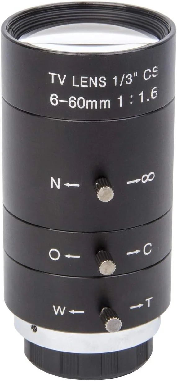 لنز دوربین مداربسته 6-60 میلی‌متری 1/3 اینچی CS با زوم دستی و دیافراگم دستی IR F1.6