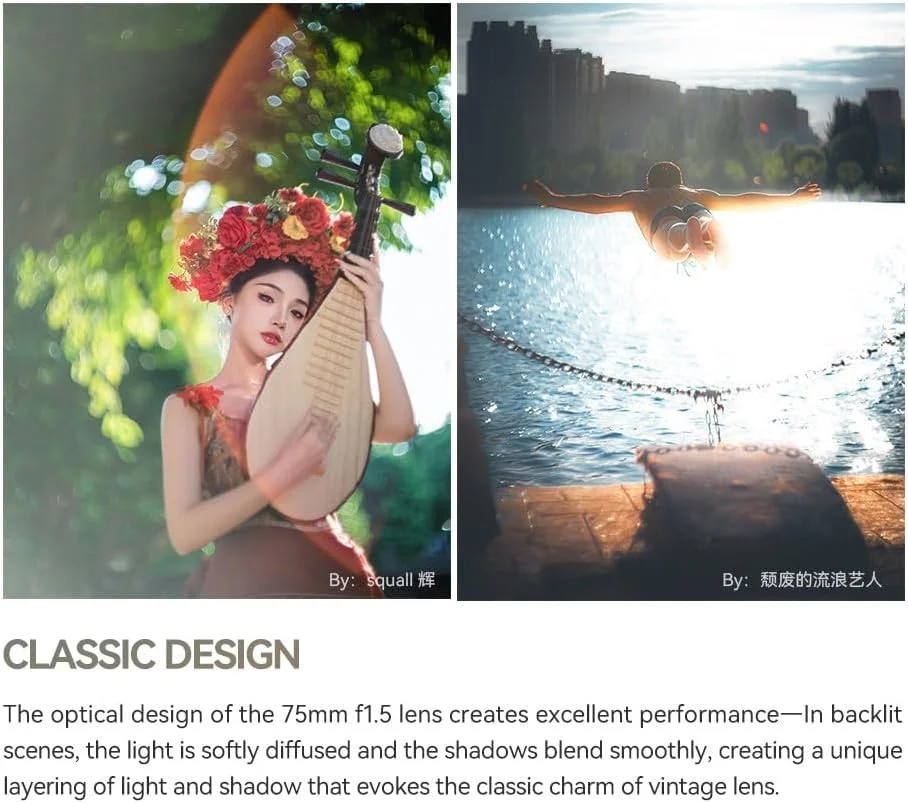 لنز 75mm F1.5 با بوکه چرخشی TTArtisan، فول فریم، با فیلتر لنز 58mm و دیافراگم باز F1.5، سازگار با لنز دوربین مانت M42