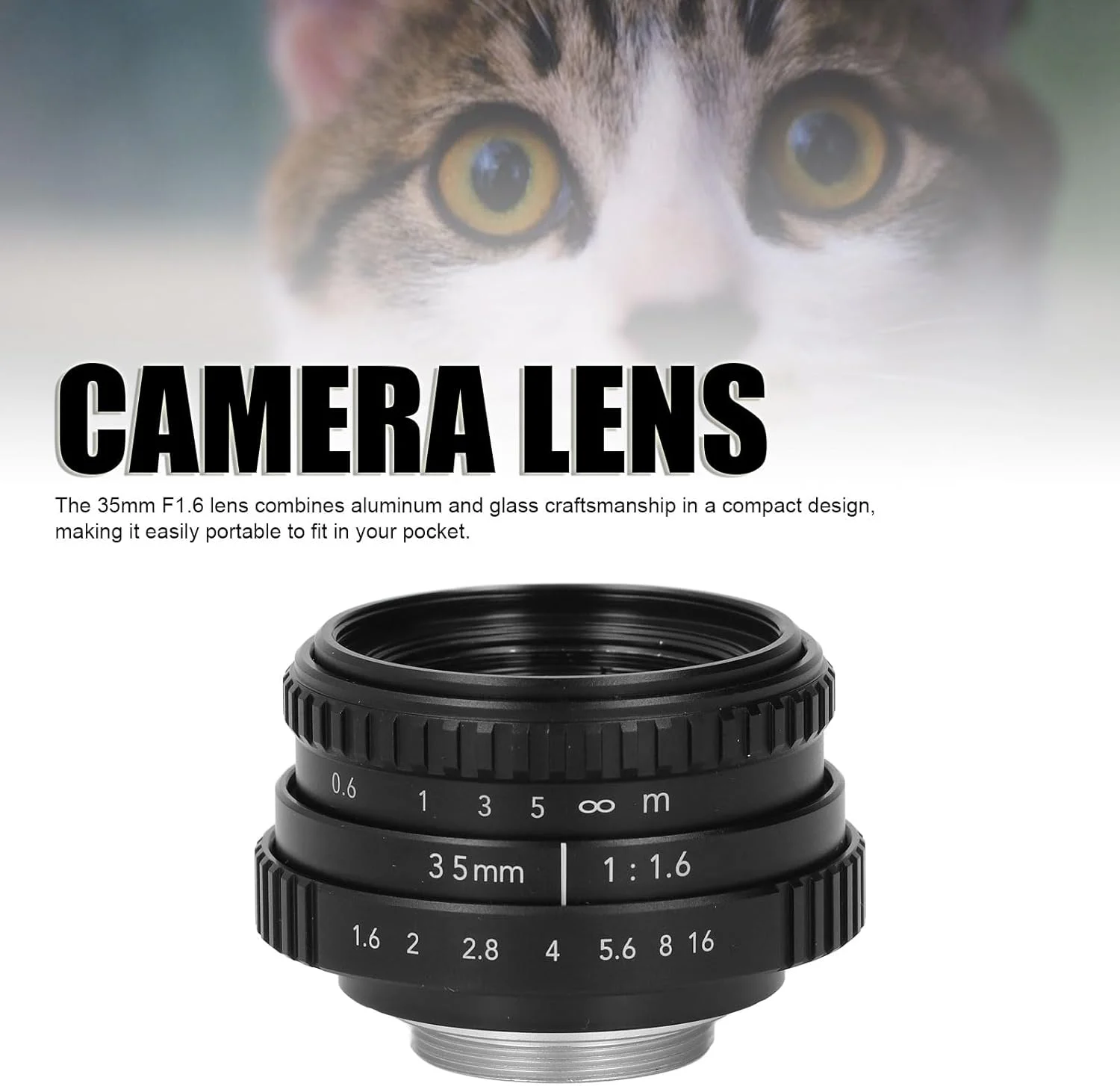 لنز 35 میلی‌متری F1.6 APS C با فوکوس دستی، فریم آلیاژ آلومینیوم و پوشش چند لایه