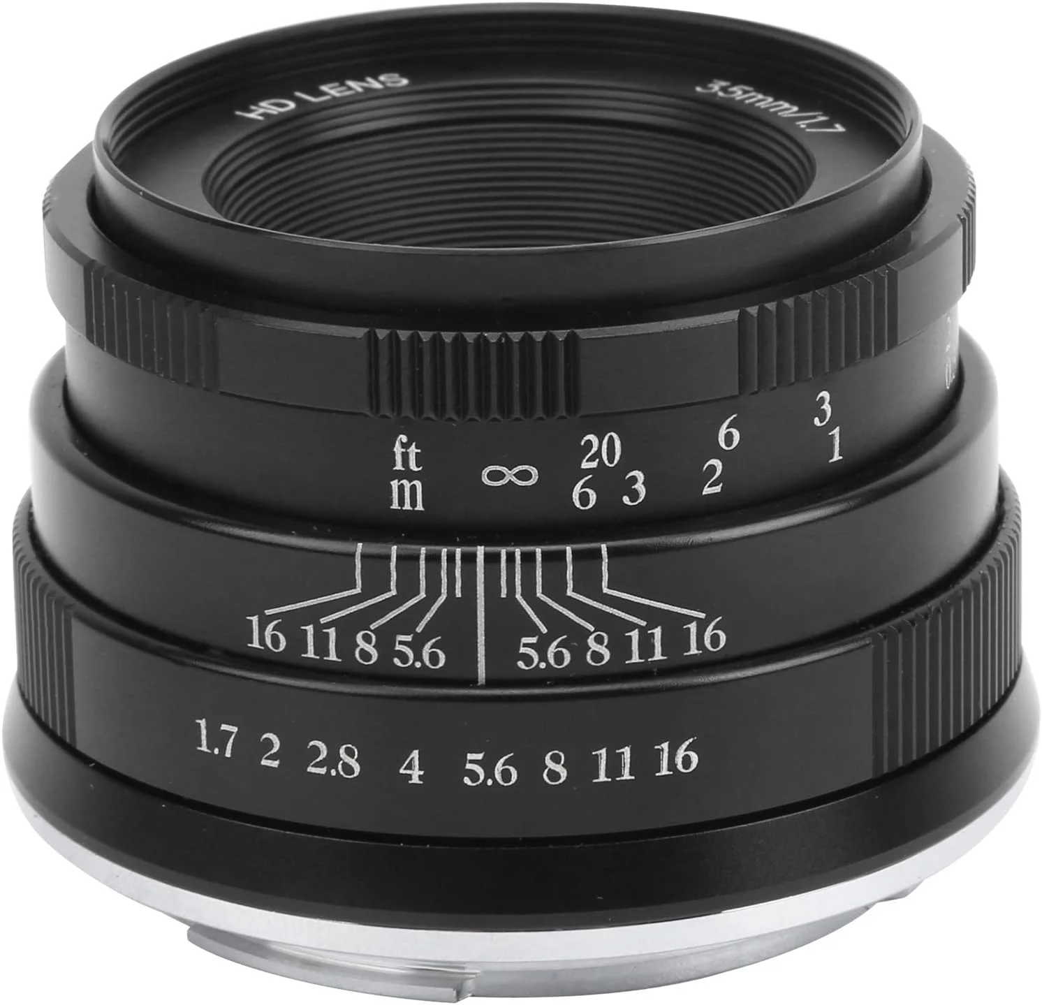 لنز دوربین پرتره 35 میلی‌متری با دیافراگم بزرگ F1.7 - لنز دستی با فوکوس ثابت - برای عکاسی - برای Canon M3/M5/M6/M6 II (مشکی)