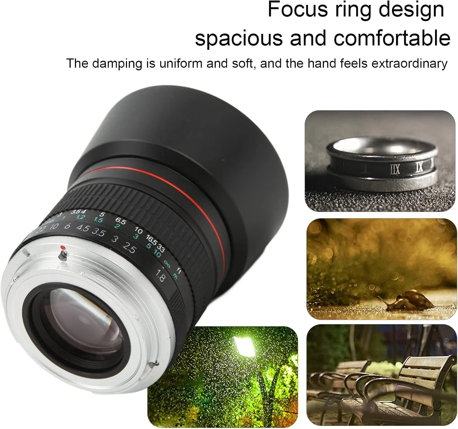 لنز پرتره فول فریم، مانت EF، ۹ المان ۷ گروه، فوکوس دستی ۸۵mm F1.8 به همراه فیلتر لنز UV برای دوربین 5D4