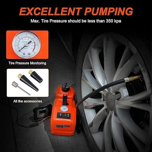 کیت جک خودرو هیدرولیک برقی 6 تنی، جک قابل حمل 12 ولت با چراغ LED، آچار ضربه ای، پمپ باد برای خودروهای شاسی بلند، MPV، سدان، جیپ، مینی کامیون