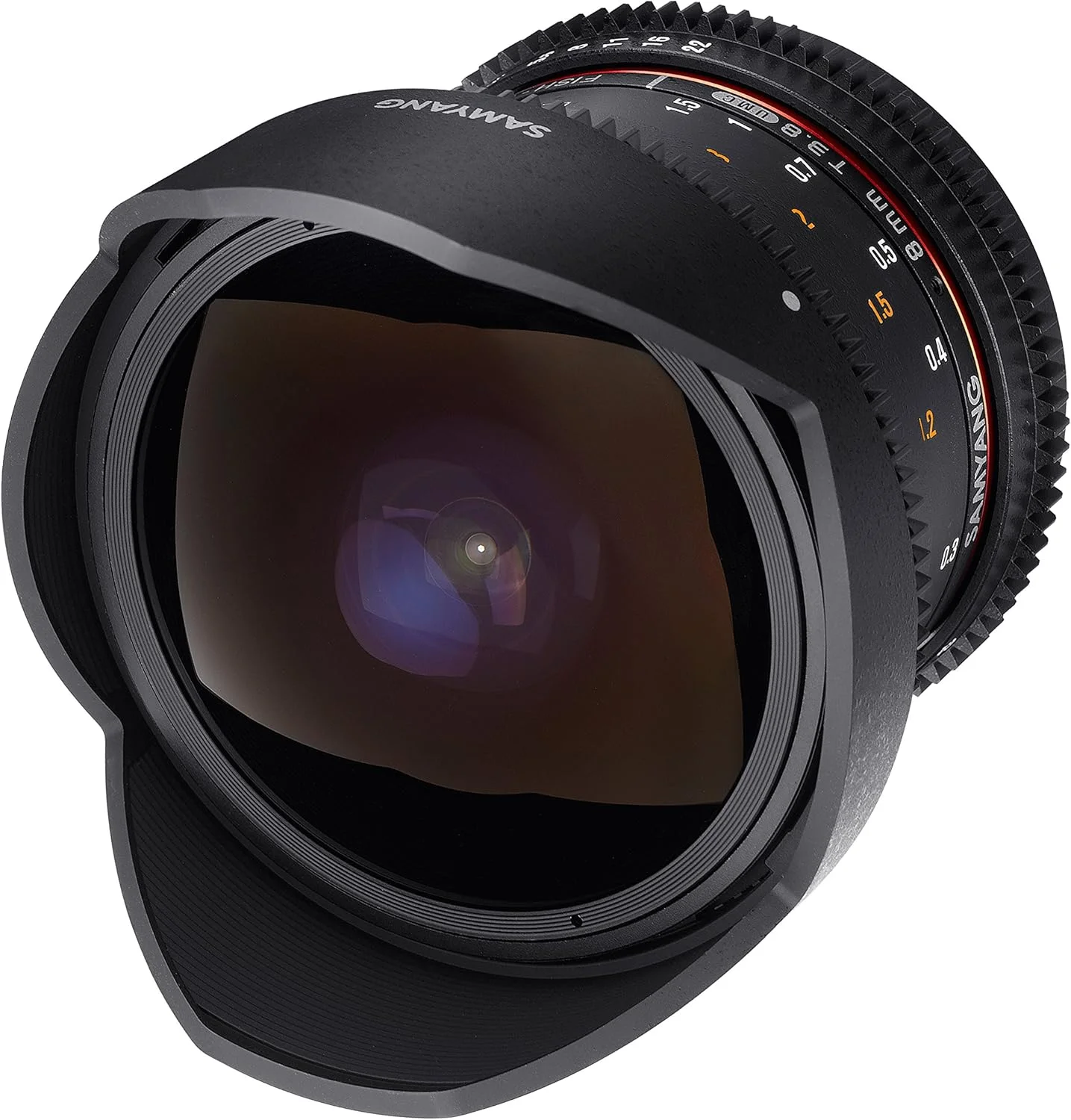 لنز ویدیویی 8 میلی متری Samyang با دیافراگم T3.8 و فوکوس دستی VDSLR II برای دوربین های نیکون DSLR