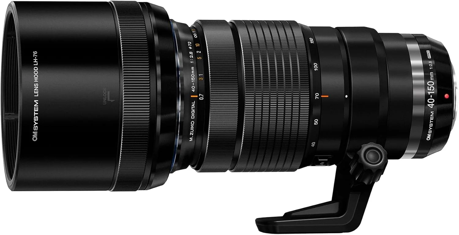 لنز تله فوتو زوم OM SYSTEM M.Zuiko Digital ED 40-150mm 1:2.8 PRO، میکرو چهار سوم، مشکی (مناسب برای تمام مدل‌های MFT، OM SYSTEM OM-D و Pen، سری Panasonic G)