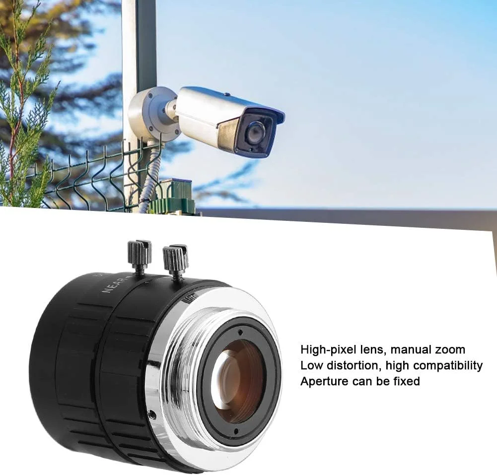 لنز دوربین، لنز با دیافراگم دستی، اعوجاج کم و پیکسل بالا به همراه کانکتور برای اکثر دوربین های امنیتی با زوم بالا