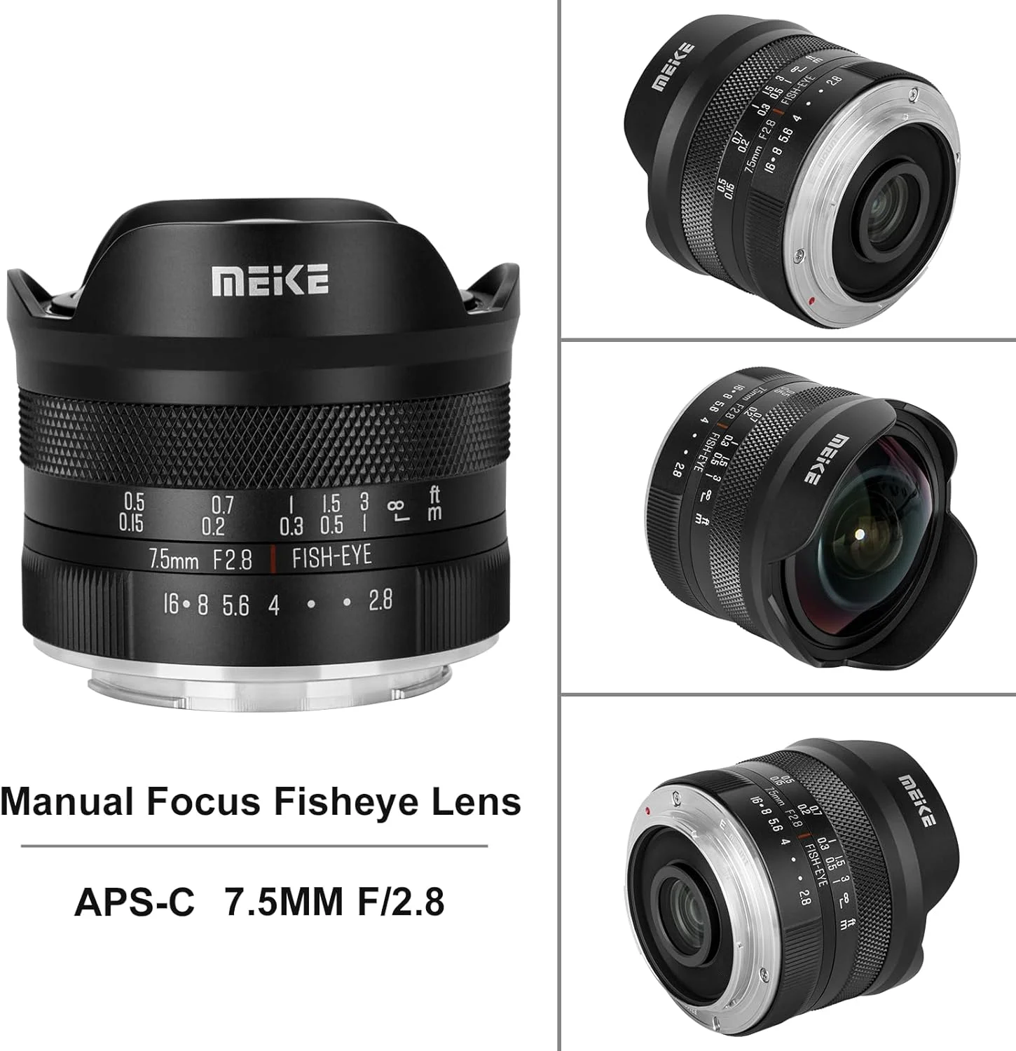 لنز دستی Meike 7.5mm f2.8 با دیافراگم بزرگ APS-C سازگار با دوربین های بدون آینه Sony E-Mount NEX 3 5T NEX 6 7 A6400 A6600 A6000 A6100 A6300 A6500