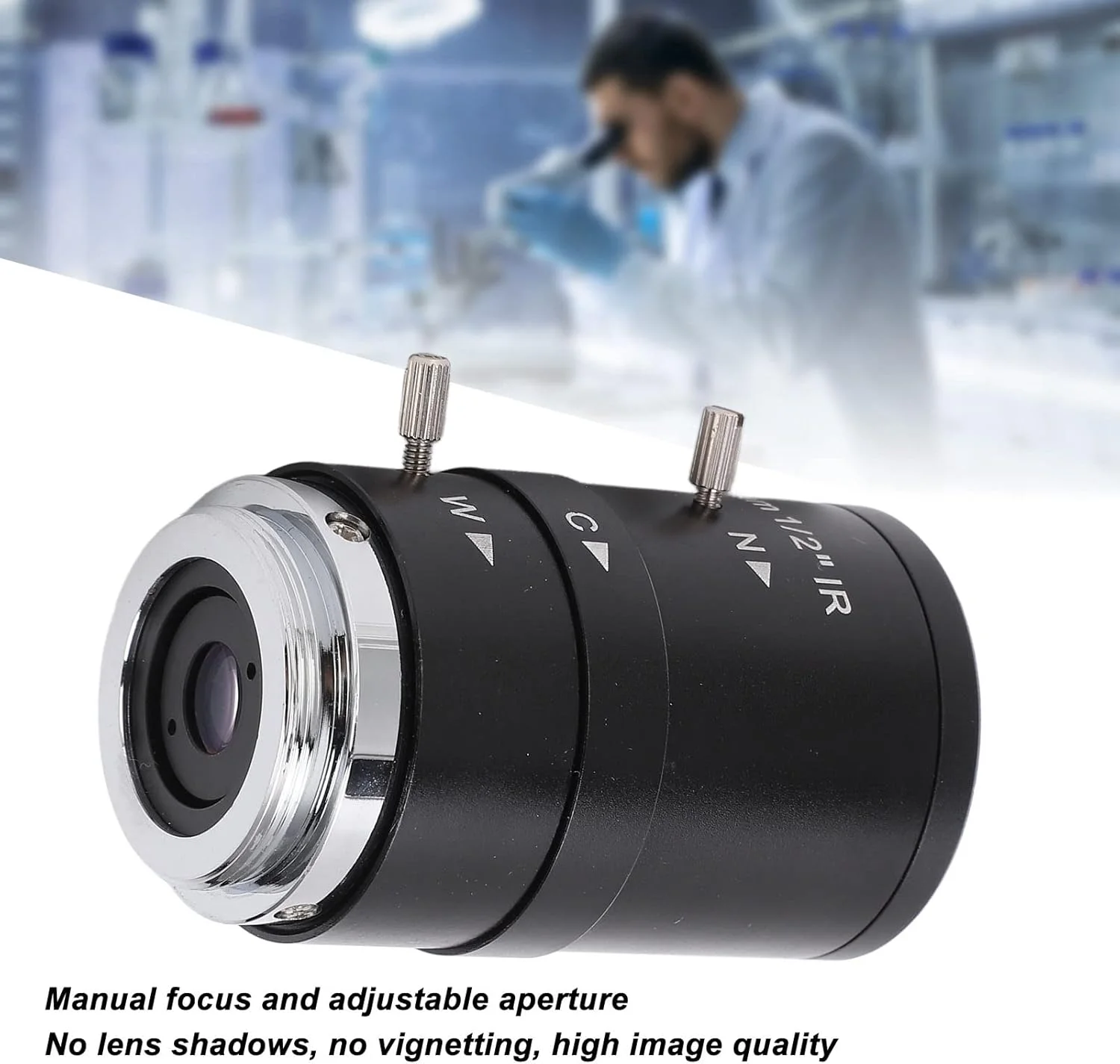 لنز دوربین آلیاژ آلومینیوم MP با فاصله کانونی 4 تا 12 میلی متر، زوم با فوکوس دستی و کیفیت بالا برای دوربین صنعتی
