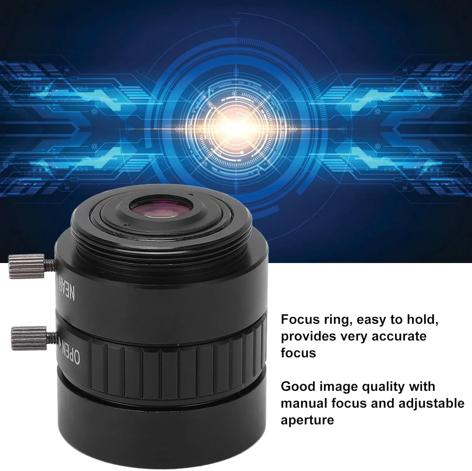 لنز آلیاژ آلومینیوم 3 مگاپیکسلی CS Mount با فاصله کانونی 4 میلی‌متر، فوکوس دستی و دیافراگم قابل تنظیم برای دوربین‌های امنیتی