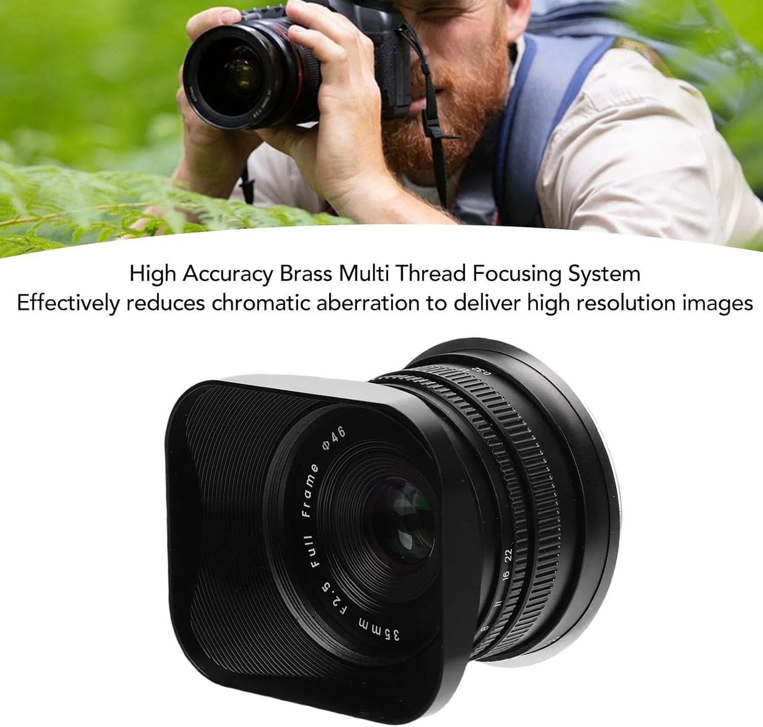 لنز پرایم 35 میلی‌متری F2.5 با فوکوس دستی و فریم کامل GOWENIC برای دوربین‌های با مانت RF، دیافراگم بزرگ، مناسب برای سری RP R5 R6 R7