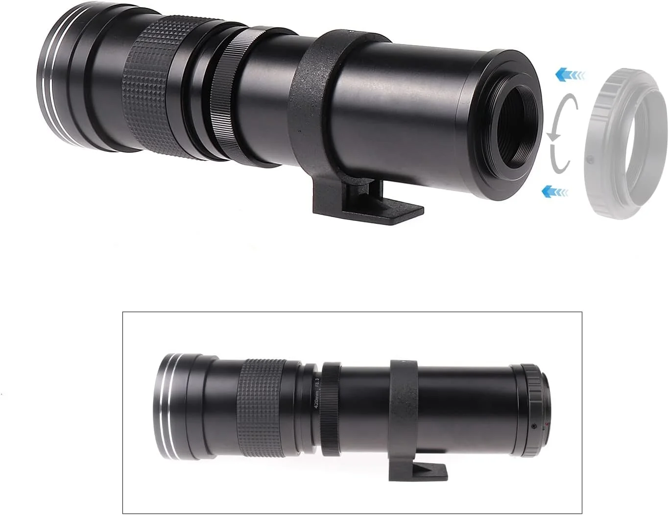 لنز زوم تله فوتو 420-800 میلی‌متری Hersmay F/8.3-16 با فوکوس دستی و مانت AF برای دوربین‌های سونی A900 A850 A700 A580 A550 A560 A500 A450 A380 A350 A290 A230 A100 A1A77 A99 A65 A57 A53 A37 A33