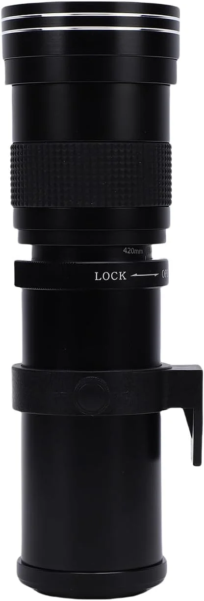 لنز زوم تله فوتو Fabater 420-800mm F8.3-16 فول فریم سازگار با D7500 D610 D5600 برای عکاسی ورزشی، طبیعت بی جان، مسافرتی، آلیاژ آلومینیوم ویژه