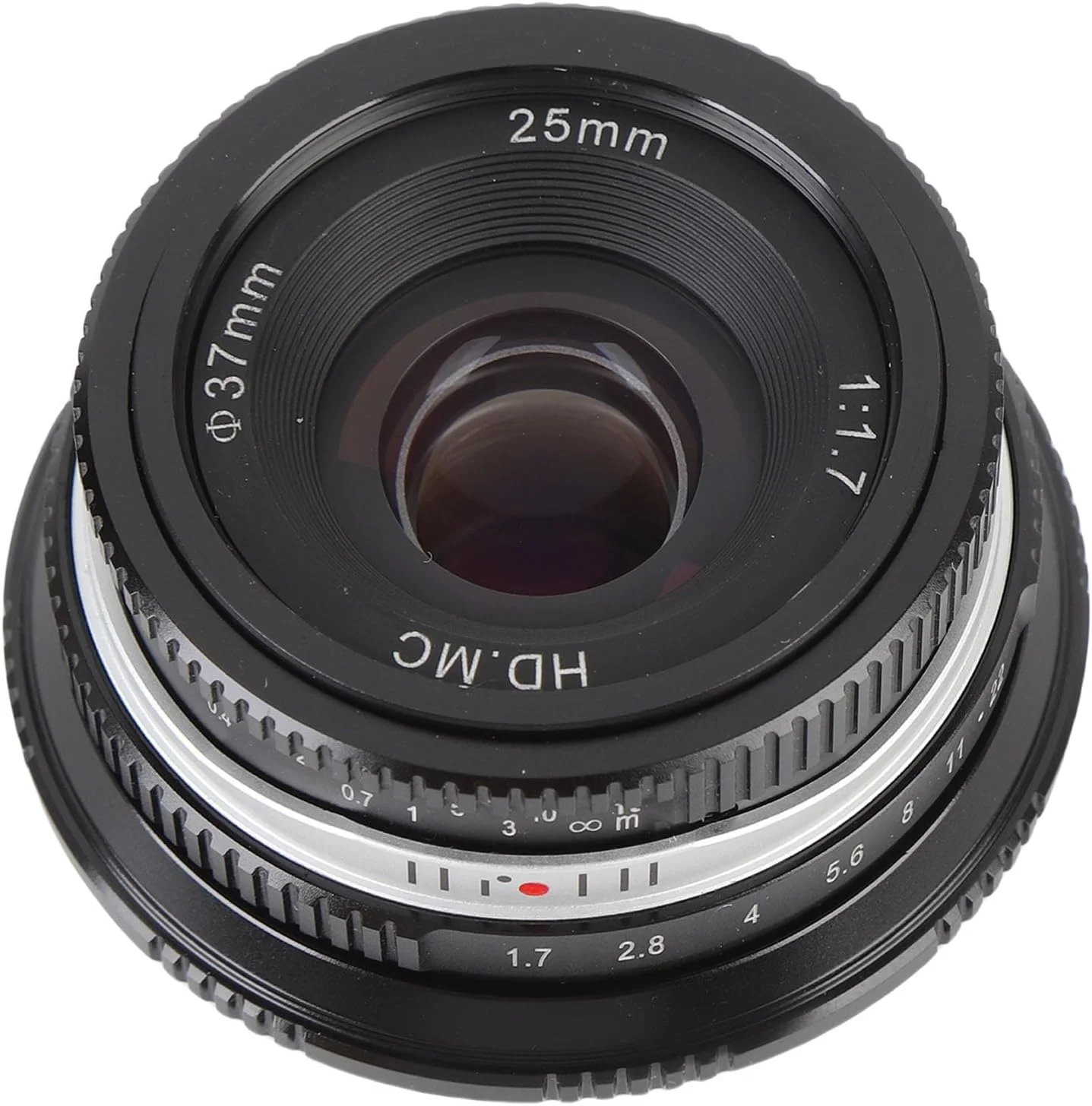 لنز دوربین 25mm F1.7 با فوکوس دستی و دیافراگم بزرگ، به همراه درپوش جلویی، مناسب برای دوربین های بدون آینه با مانت M4/3 مدل های G1 تا G7 EM10 EPL1 EPL2 EPL3 (مشکی)