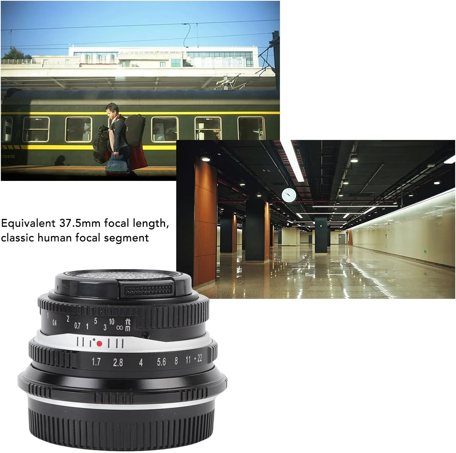 لنز دوربین 25mm F1.7 با فوکوس دستی و دیافراگم بزرگ، به همراه درپوش جلویی، مناسب برای دوربین های بدون آینه با مانت M4/3 مدل های G1 تا G7 EM10 EPL1 EPL2 EPL3 (مشکی)