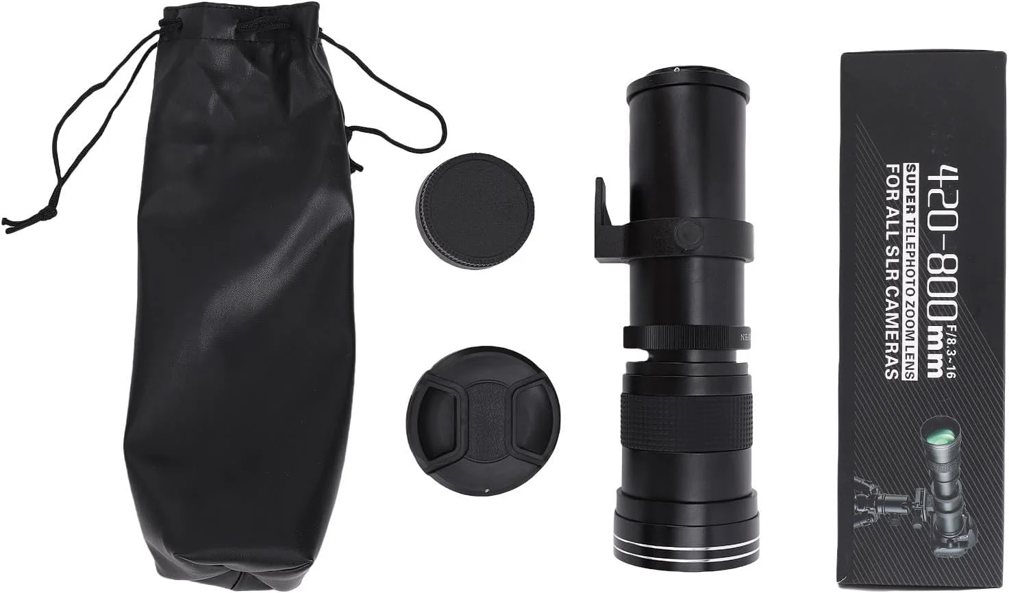 لنز زوم تله فوتو 420-800mm F8.3 Bewinner، لنز زوم MF با فوکوس دستی، لنز با فاصله کانونی بلند فول فریم برای عکاسی از ماه و تماشای پرندگان برای دوربین های E Mount A7III A7IV A6500