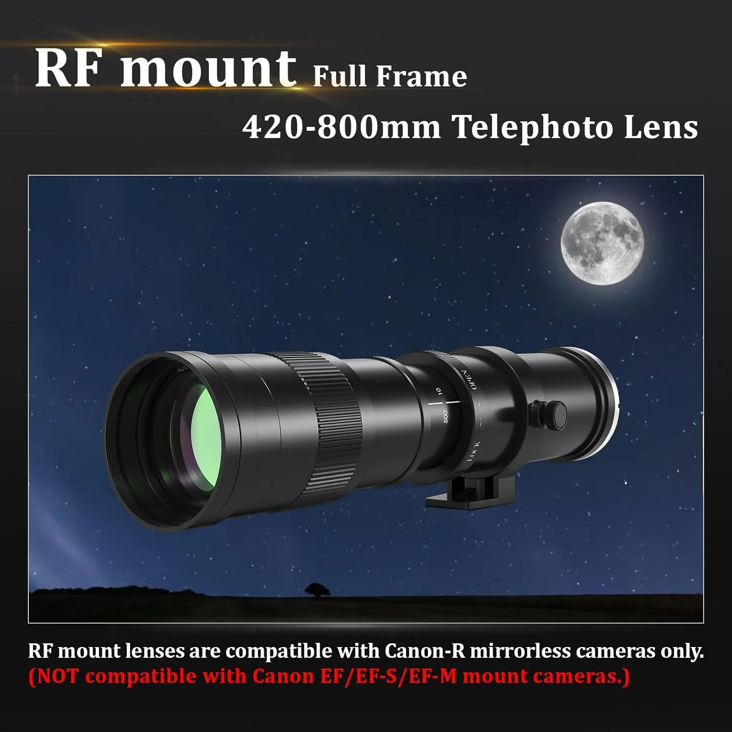 لنز تله فوتو برای کانن - لنز RF 420-800 میلی‌متری با فوکوس دستی MF زوم برای کانن EOS R, Ra, RP, R3, R5, R5 C, R6, R6 Mark II, R7, R8, R10, R50, R100 بدون آینه