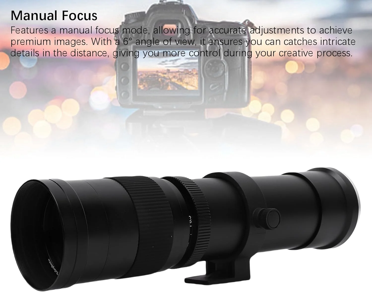 لنز تله فوتو 420-800 میلیمتری F8.3-16 با مانت RF برای دوربینهای بدون آینه، ساختار شیشه اپتیکال تمام فلزی، پوشش چند لایه MC، رزوه فیلتر 62 میلیمتری (مشکی) لنز تله فوتو 420-800 میلیمتری F8.3-16 با مانت RF برای دوربینهای بدون آینه، ساختار شیشه اپتیکال تمام فلزی، پوشش چند لایه MC، رزوه فیلتر 62 میلیمتری (مشکی)