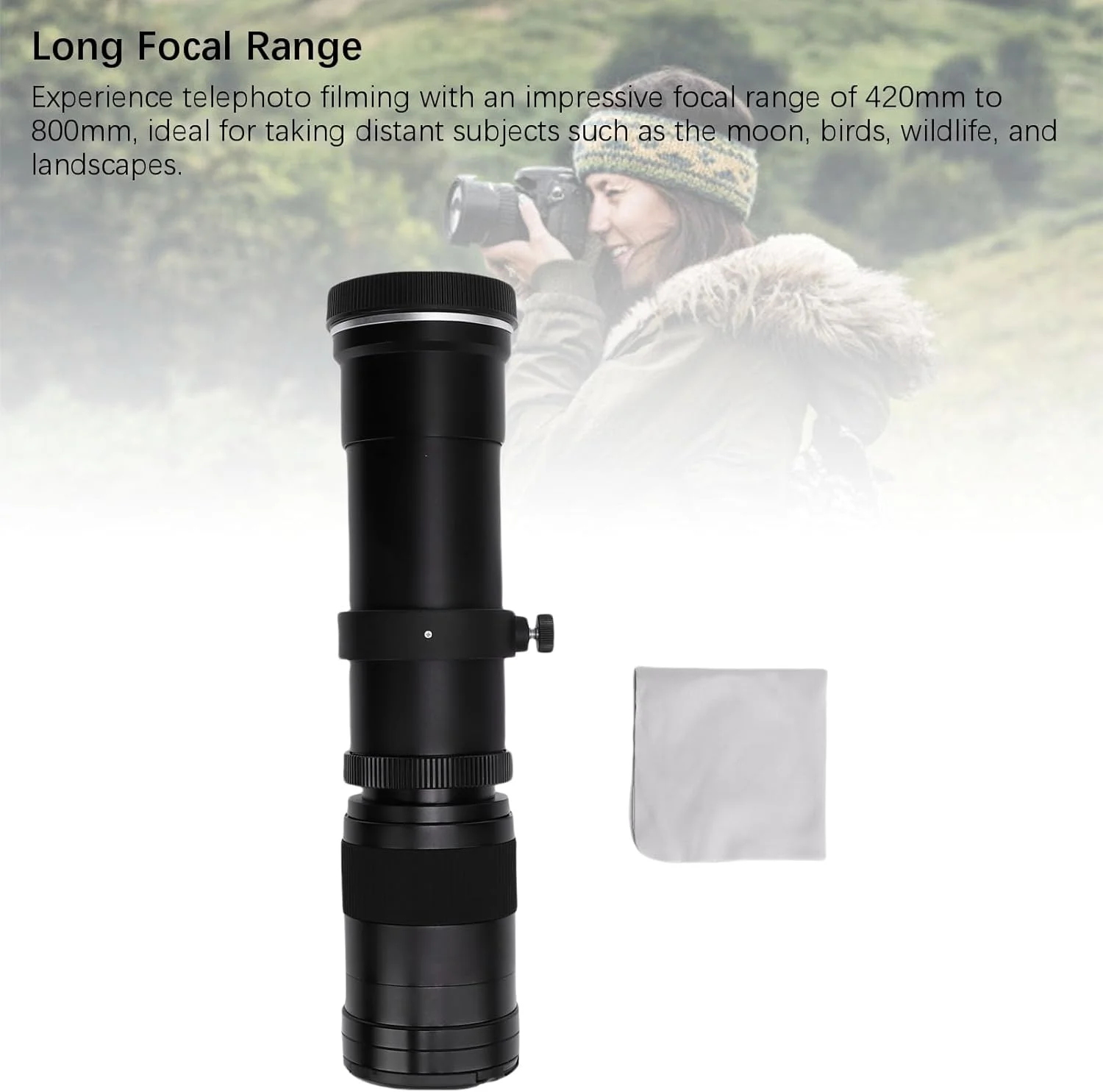 لنز تله فوتو 420-800 میلیمتری F8.3-16 با مانت RF برای دوربینهای بدون آینه، ساختار شیشه اپتیکال تمام فلزی، پوشش چند لایه MC، رزوه فیلتر 62 میلیمتری (مشکی) لنز تله فوتو 420-800 میلیمتری F8.3-16 با مانت RF برای دوربینهای بدون آینه، ساختار شیشه اپتیکال تمام فلزی، پوشش چند لایه MC، رزوه فیلتر 62 میلیمتری (مشکی)