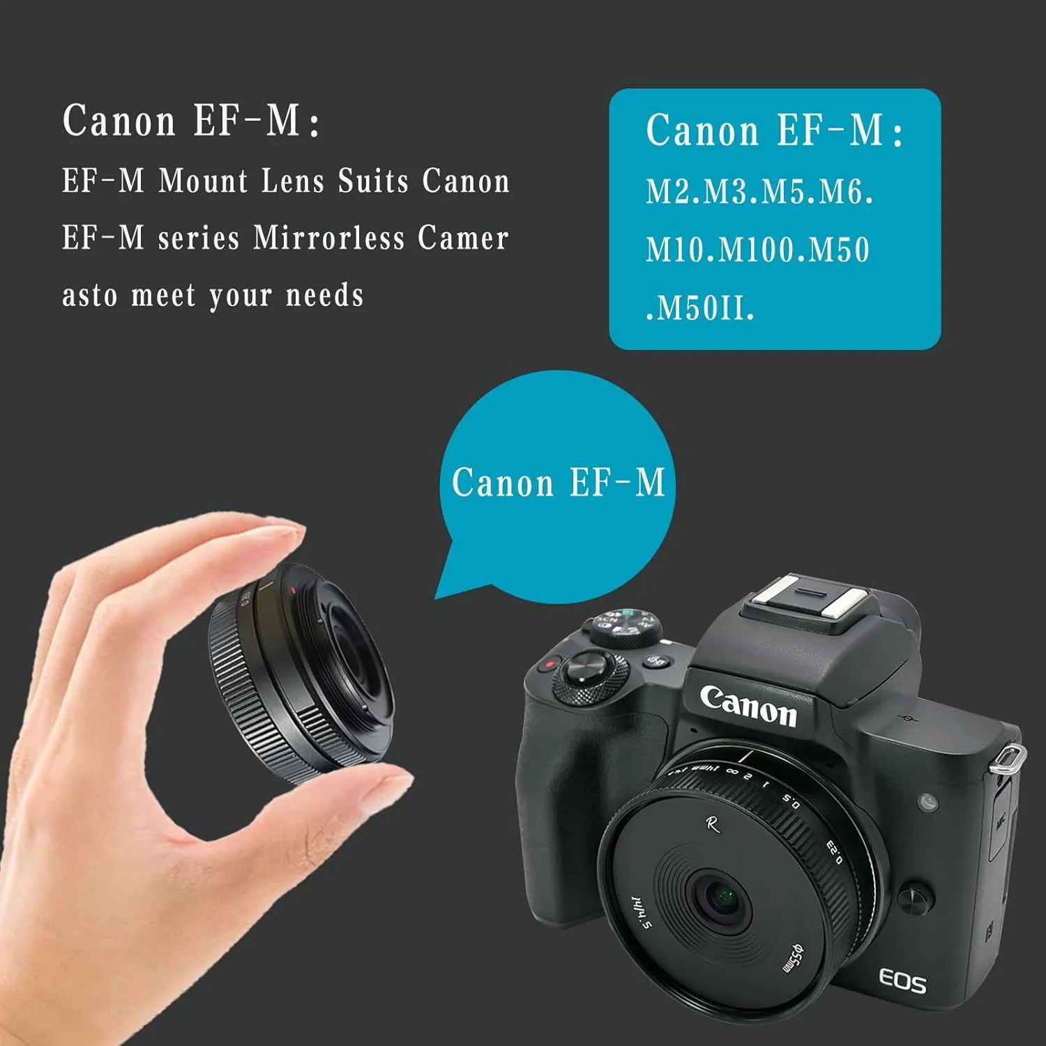 لنز زاویه باز فوق العاده عریض 14 میلی متری AstrHori F4.5 دستی APS-C با ضد اعوجاج قوی سازگار با دوربین های بدون آینه Canon EF-M-Mount مدل های M, M2, M3, M5, M6, M10, M100, M50, M50II و غیره (مشکی)