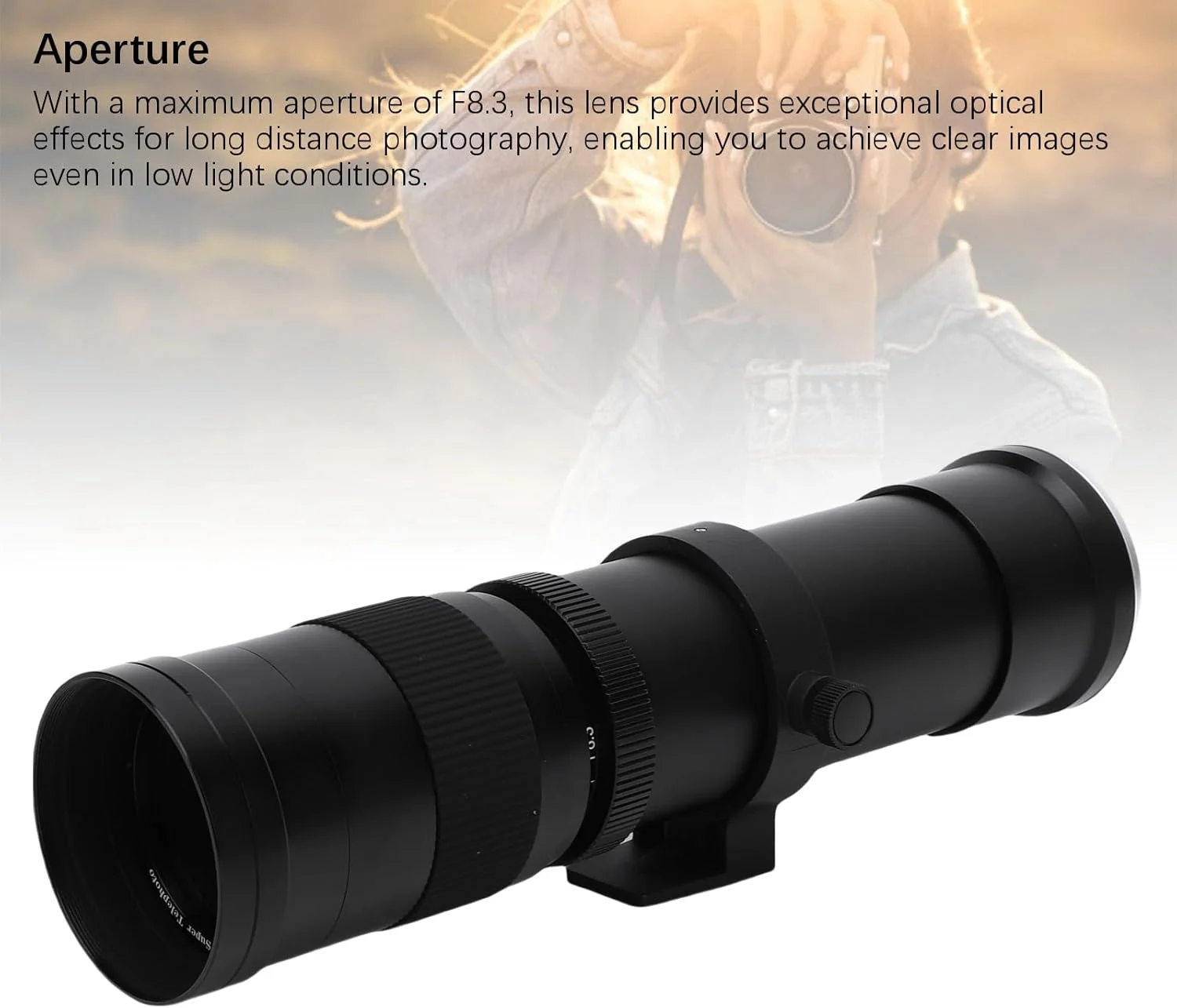 لنز تله فوتو 420 تا 800 میلی‌متری Annadue برای مانت RF، لنز سوپر زوم دستی F8.3 برای عکاسی از حیات وحش و ماه (مشکی)