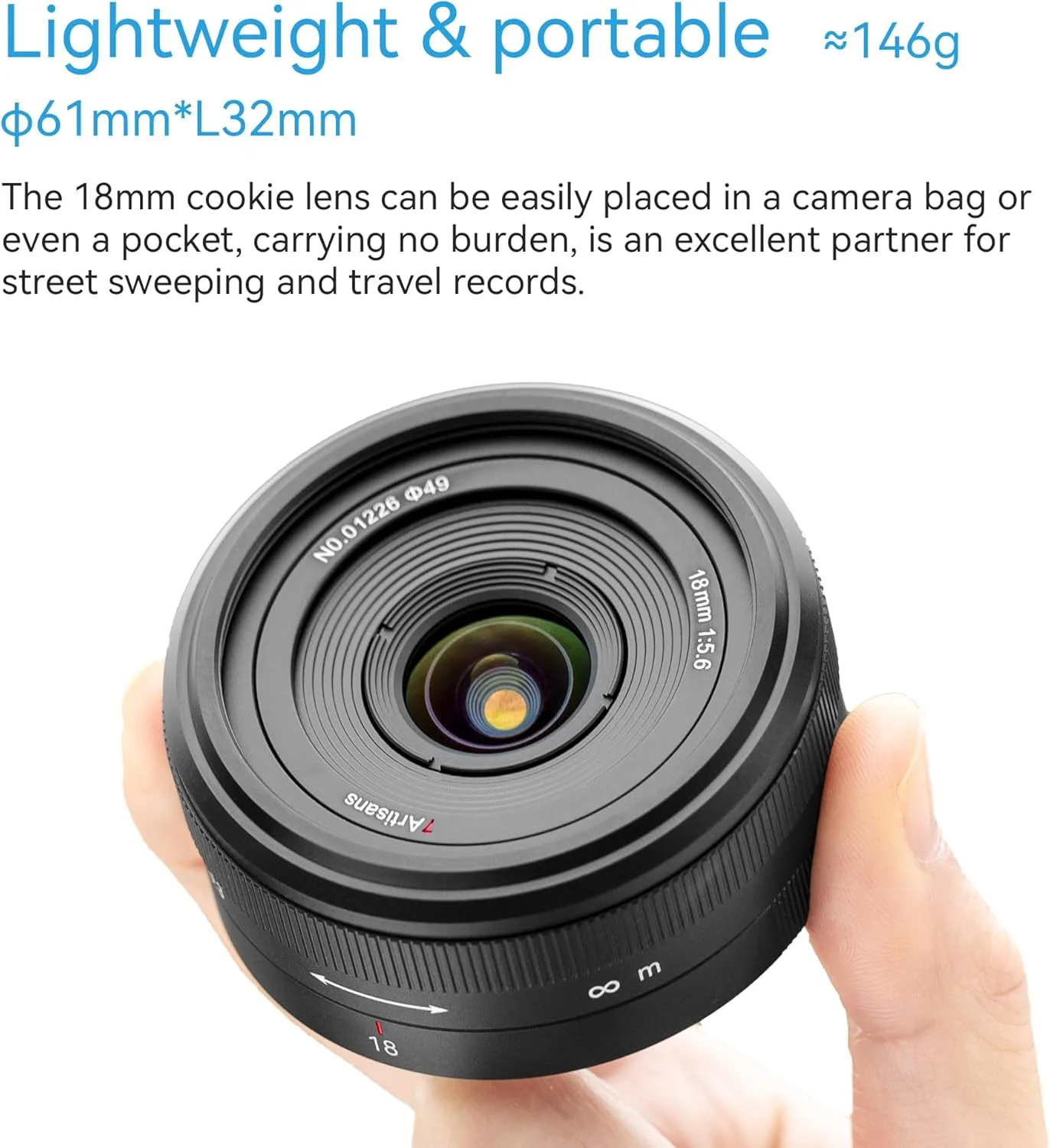 لنز فوق العاده نازک 7artisans 18mm f5.6 با فوکوس دستی و فریم کامل سازگار با Leica Panasonic L S1 S5 S9 Serise DC-S1H,DC-S5M2,LUMIX S9 دوربین بدون آینه